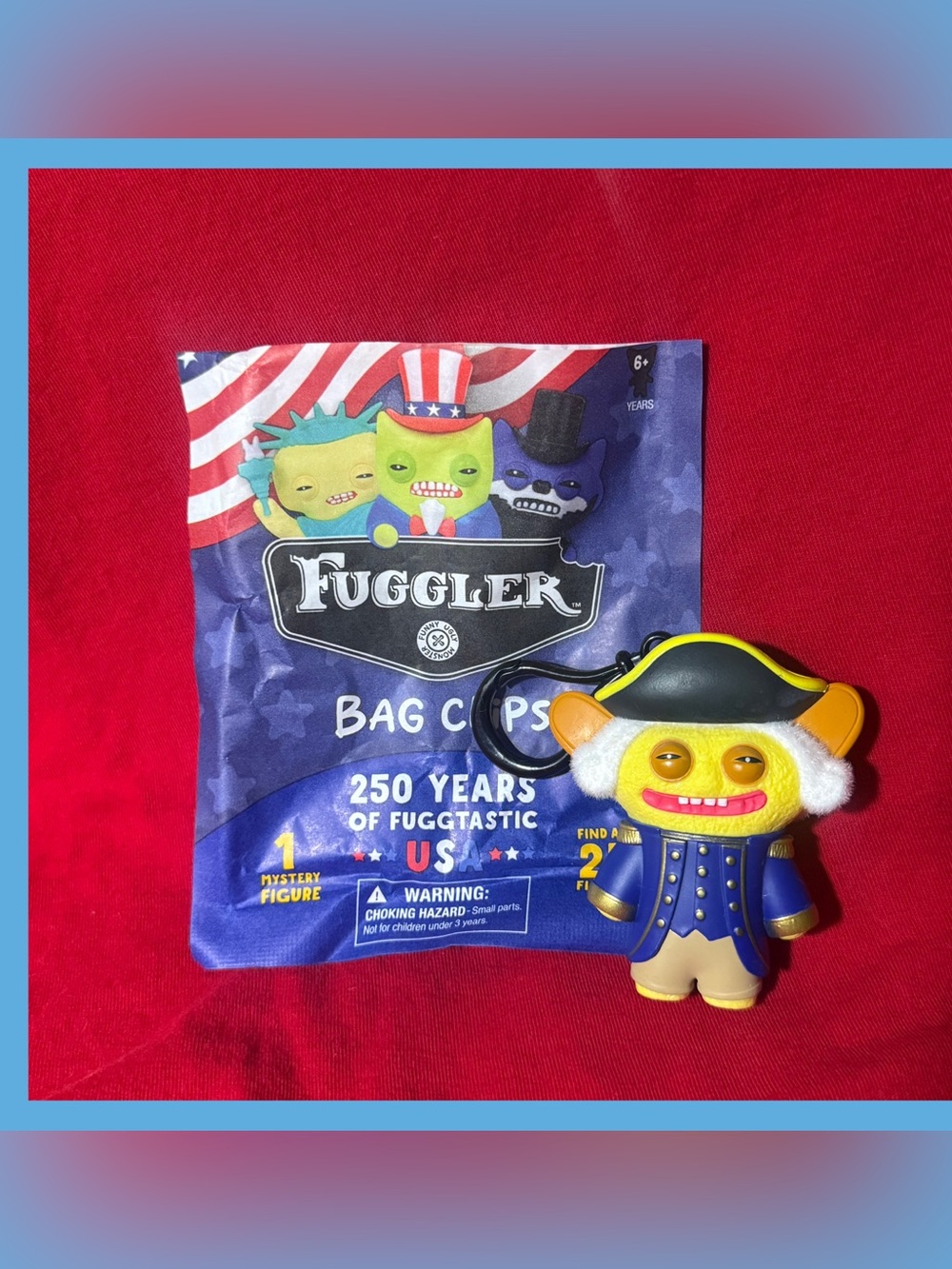 NEW QS 250 Years of Fuggtastic USA Keychain: RARE Flocked Founding Fuggler